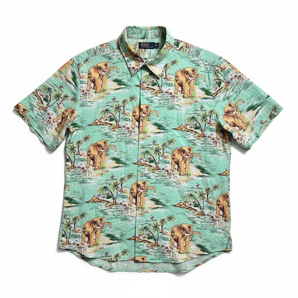 Polo Ralph Lauren Men 4XL Hawaiian Shirt Elephant Palm Aloha Tropical